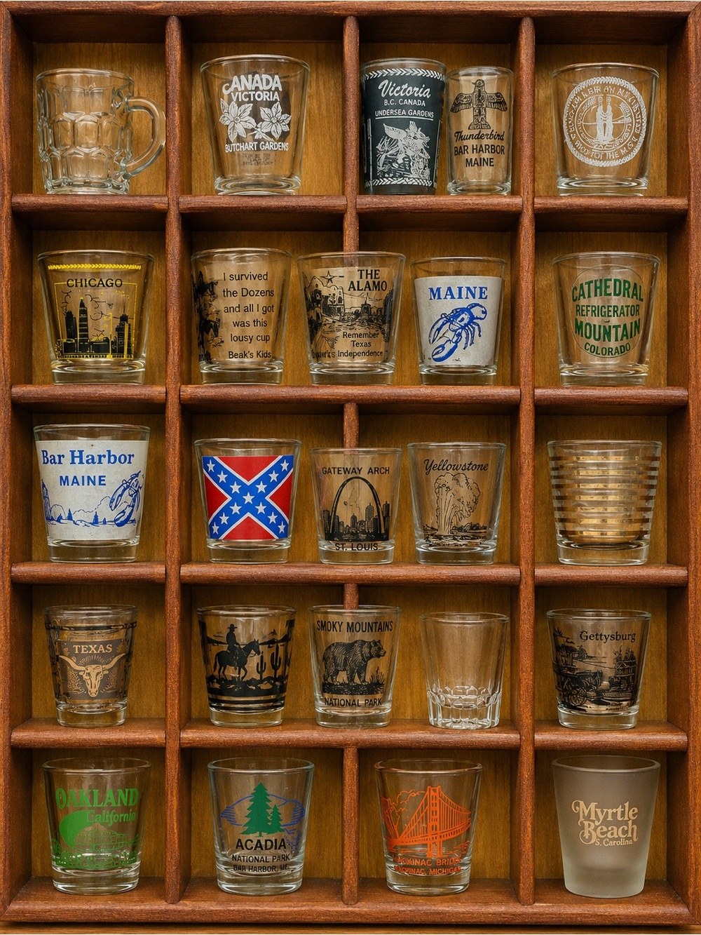 vintage and older souvenir shot glasses